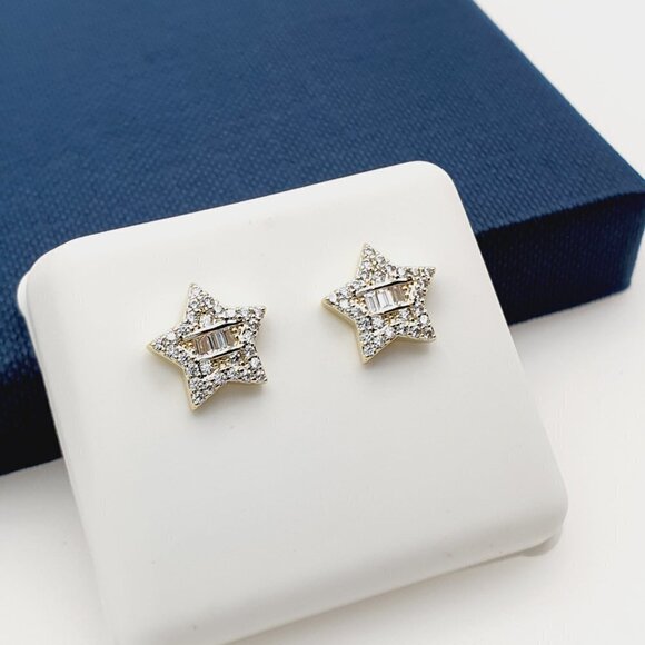 14K Gold Plated Cubic Zircon Earrings, INUS1BR147 - Picture 8 of 9